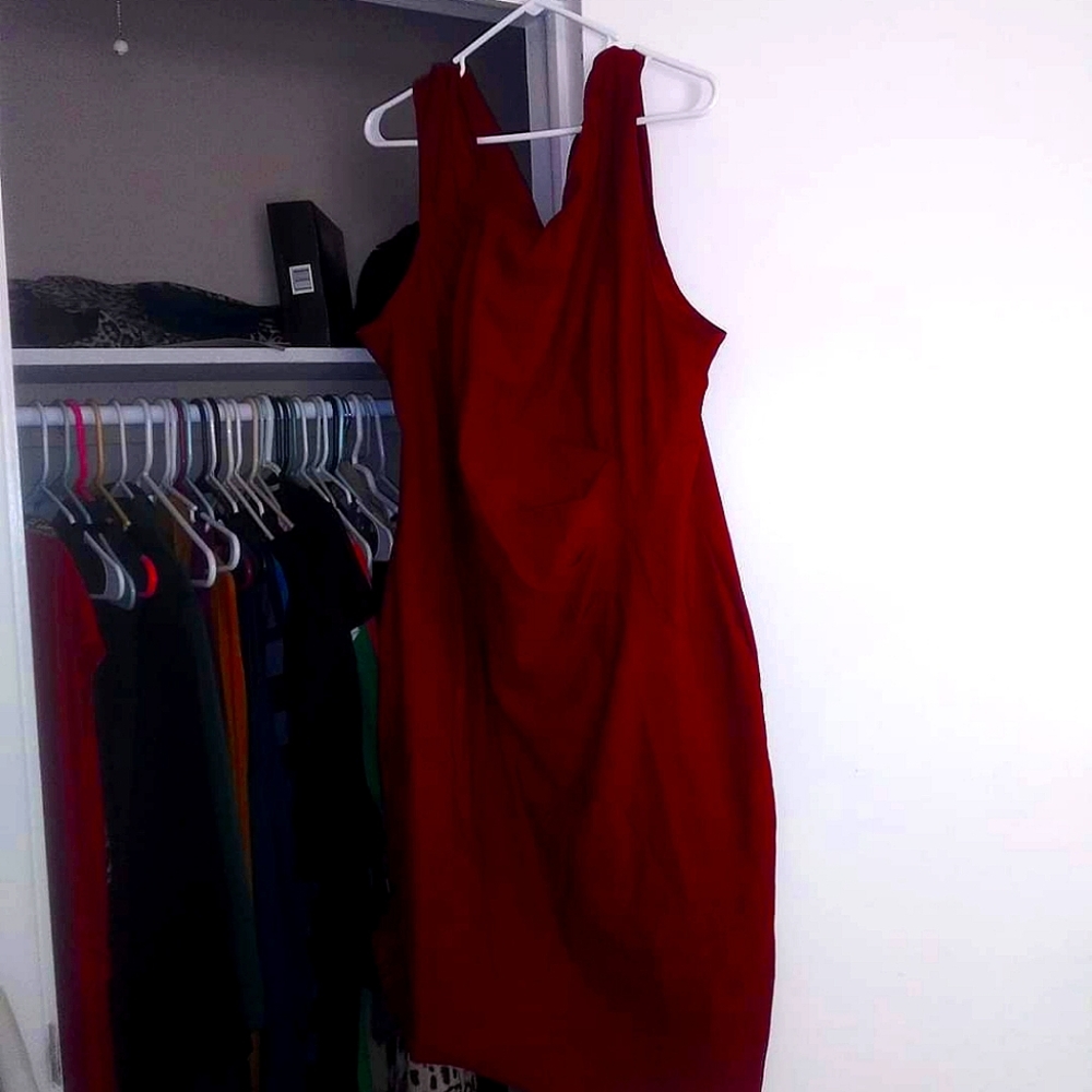 Red form fitting sheath